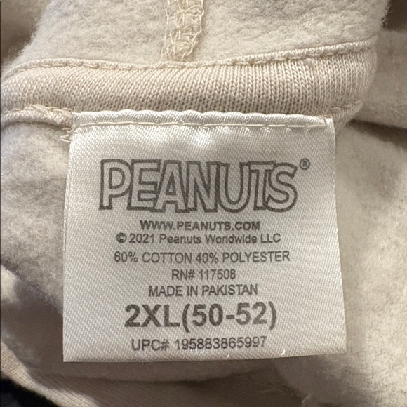 Peanuts Snoopy Graphic Hoodie Cream Pullover Sweatshirt 2XL AR16 - Picture 4 of 5